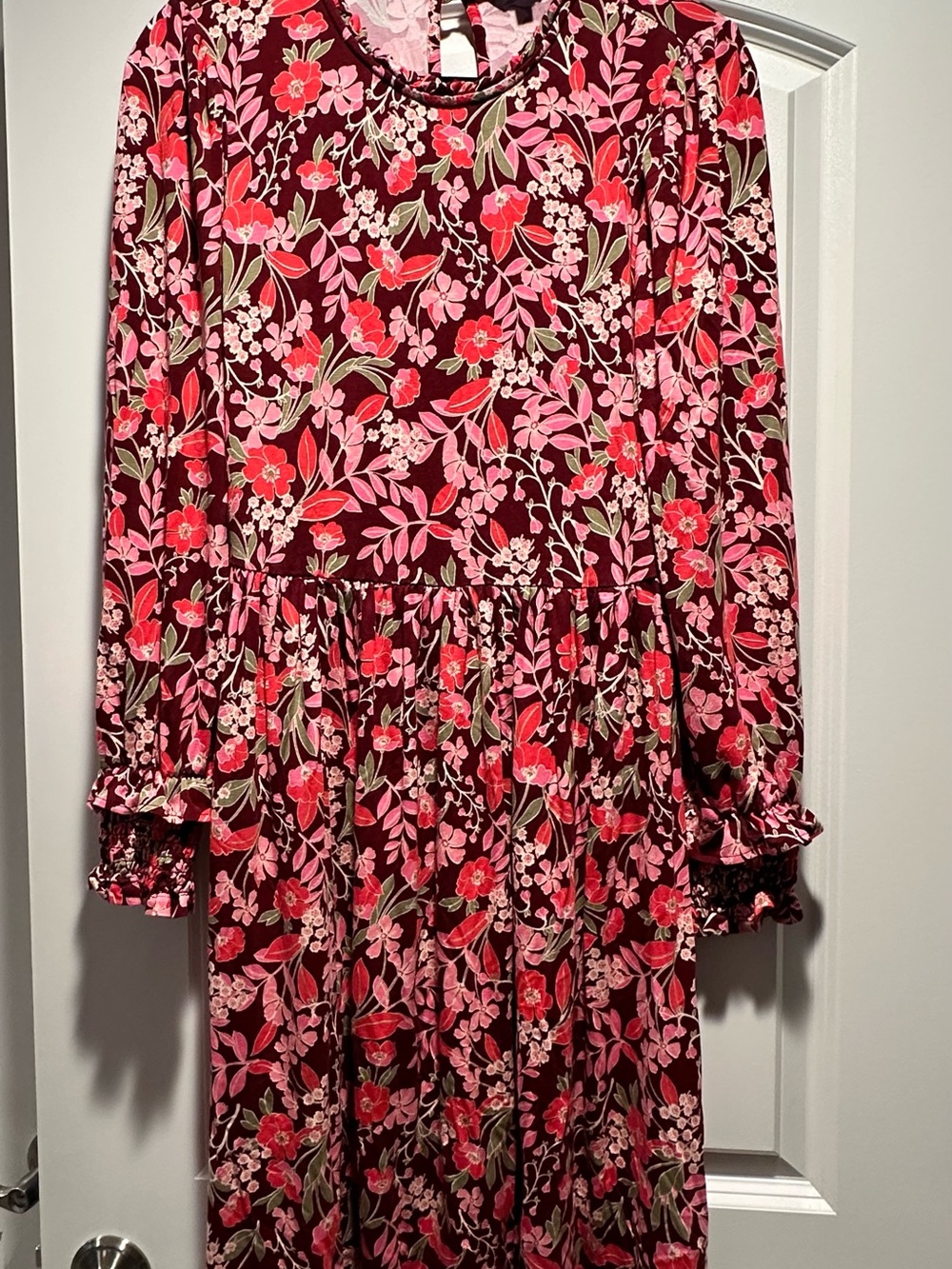 Draper James Burgundy Floral Long-Sleeve Dress
